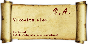 Vukovits Alex névjegykártya