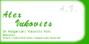 alex vukovits business card